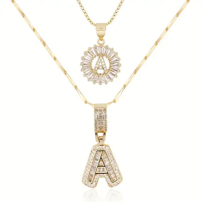 Initiale™ | Gold Moissanite Letter Necklace Set